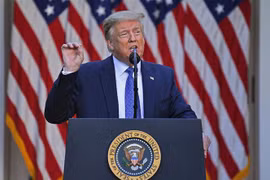 Tổng thống Mỹ Donald Trump tại cuộc họp báo ở Washington, DC. (Nguồn: AFP/TTXVN) 