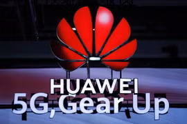 Biểu tượng của Huawei. (Nguồn: AFP/TTXVN) 