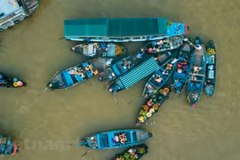 Chợ nổi Cái Răng - địa điểm du lịch thú vị miền Tây Nam Bộ. (Ảnh: Minh Sơn/Vietnam+) 