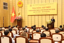 Ông Chu Ngọc Anh, Ủy viên Trung ương Đảng, Phó Bí thư Thành ủy, Chủ tịch Ủy ban Nhân dân thành phố Hà Nội phát biểu khai mạc. (Ảnh: Văn Điệp/TTXVN) 