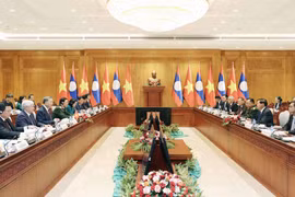 Chủ tịch nước Tô Lâm hội đàm với Tổng Bí thư, Chủ tịch nước Lào Thongloun Sisoulith. Ảnh: Nhan Sáng-TTXVN