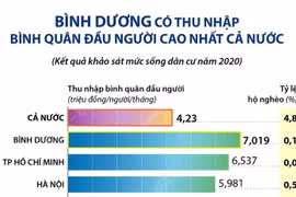[Infographics] Bình Dương có thu nhập bình quân đầu người cao nhất
