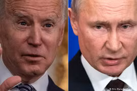 Tổng thống Mỹ Joe Biden và người đồng cấp Nga Vladimir Putin. (Nguồn: AFP) 