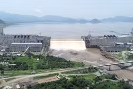 Đập thủy điện Đại phục hưng tại Guba, Ethiopia, ngày 21/7/2020. (Ảnh: AFP/TTXVN) 
