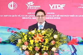 Thủ tướng Phạm Minh Chính phát biểu tại Chương trình giới thiệu Văn hoá và Du lịch Việt Nam tại thành phố Trùng Khánh. (Ảnh: Dương Giang/TTXVN)