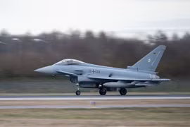Máy bay chiến đấu Eurofighter tại căn cứ không quân ở Neuburg, Đức, ngày 26/2/2024. (Ảnh: AFP/TTXVN)