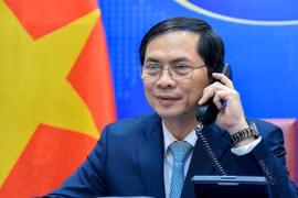 Bộ trưởng Bộ Ngoại giao Bùi Thanh Sơn điện đàm với Bộ trưởng (thứ hai) Bộ Ngoại giao Brunei, ông Dato Erywan Pehin Yusof. (Nguồn: TTXVN phát) 
