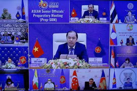 Điểm cầu trực tuyến tại Hà Nội. (Ảnh: Dương Giang/TTXVN) 