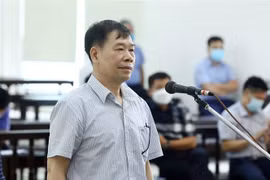 Bị cáo Vũ Thanh Hà (cựu Tổng Giám đốc Công ty cổ phần Hóa dầu và Nhiên liệu sinh học Dầu khí) khai báo trước tòa. (Ảnh: Phạm Kiên/TTXVN) 