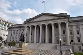 Trụ sở Bộ Tài chính Mỹ tại Washington, DC. (Ảnh: AFP/TTXVN) 