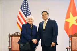 Thủ tướng Phạm Minh Chính tiếp bà Janet Yellen, Bộ trưởng Tài chính Hoa Kỳ. (Ảnh: Dương Giang/TTXVN) 