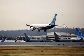 Máy bay Boeing 737 MAX tại nhà máy của Boeing ở Seattle, Washington, Mỹ. (Ảnh: AFP/TTXVN)