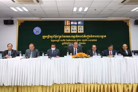 Hội đồng giải quyết khiếu nại thuộc NEC điều hành phiên điều trần sáng 27/7. (Ảnh: Hoàng Minh/TTXVN)