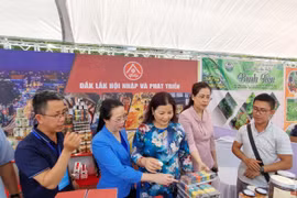 Hội chợ được tổ chức nhằm giới thiệu các mô hình sản xuất, kinh doanh, chuỗi thực phẩm an toàn, các sản phẩm truyền thống của địa phương. (Ảnh: PV/Vietnam+)