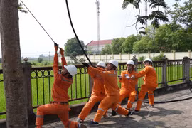 EVNHANOI luôn sẵn sàng và chủ động ứng phó nhanh chóng để khắc phục hậu quả do thiên tai gây ra. (Ảnh: Đức Duy/Vietnam+)