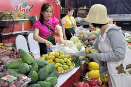 Tuần lễ nông sản Sơn La tạo sức hút với khách hàng Thủ đô. (Ảnh: Đức Duy/Vietnam+)