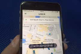 Phần mềm ứng dụng gọi xe của Uber. (Nguồn ảnh: PV/Vietnam+)