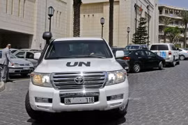 Khách sạn nơi các chuyên gia của OPCW lưu trú tại Damascus, Syria. (Nguồn: AFP/TTXVN)