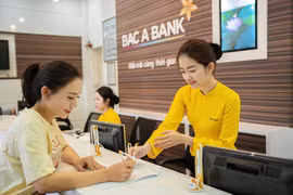 Khách hàng giao dịch tại BAC A BANK. (Ảnh: PV/Vietnam+)