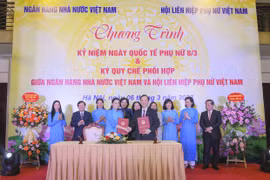 Lãnh đạo hai bên tham gia ký kết. (Ảnh: Vietnam+)