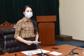 Bí thư Tỉnh ủy Vĩnh Phúc Hoàng Thị Thúy Lan phát biểu chỉ đạo cuộc họp. (Ảnh: Hoàng Hùng/TTXVN)