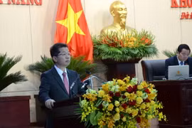 Bí thư Thành ủy Đà Nẵng Nguyễn Văn Quảng phát biểu tại Kỳ họp. (Ảnh: Quốc Dũng/TTXVN)