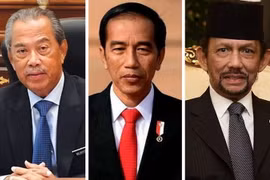 Thủ tướng Malaysia Muhyiddin Yassin, Tổng thống Indonesia Joko Widodo và Quốc vương Brunei Sultan Haji Hassanal Bolkiah Mu’izzaddin Waddaula. (Nguồn: freemalaysiatoday)