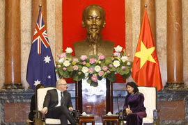 Phó Chủ tịch nước Đặng Thị Ngọc Thịnh hội kiến Thủ tướng Australia Scott Morrison. (Ảnh: Văn Điệp/TTXVN)