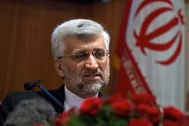 Trưởng đoàn đàm phán Hạt nhân Iran trong một cuộc họp báo. (Nguồn:AFP/ TTXVN)