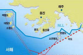 Đường Ranh giới phía Bắc (NLL) giữa Triều Tiên và Hàn Quốc. (Nguồn: askakorean.blogspot.com)