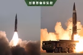 Hình ảnh do tạp chí tháng Korea Today của Triều Tiên đăng phát ngày 21/3 về loại vũ khí đạn đạo của Triều Tiên, trong đó có cả tên lửa dẫn đường chiến thuật. (Ảnh: Yonhap/TTXVN)