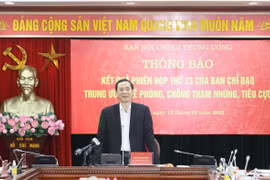 Ông Nguyễn Thái Học, Phó Trưởng Ban Nội chính Trung ương, phát biểu tại họp báo. (Ảnh: Phương Hoa/TTXVN)