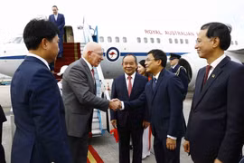 Lễ đón Toàn quyền Australia David Hurley tại Sân bay quốc tế Nội Bài. (Ảnh: An Đăng/TTXVN)