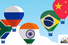 BRICS được thành lập năm 2006, là tên viết tắt tiếng Anh của tên các quốc gia thành viên gồm Brazil, Nga, Ấn Độ, Trung Quốc, Nam Phi. (Nguồn: CGTN)