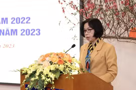 Bí thư Đảng ủy, Tổng giám đốc TTXVN Vũ Việt Trang phát động triển khai nhiệm vụ năm 2023. (Ảnh: Hoàng Hiếu/TTXVN)