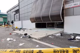 Hiện trường vụ tai nạn. (Nguồn: Yonhap)