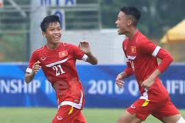 U16 Việt Nam có chiến thắng hủy diệt. (Ảnh: Minh Chiến/Vietnam+)
