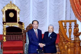 Chủ tịch nước Trần Đại Quang hội kiến với Chủ tịch Thượng viện Nhật Bản Date Chuichi. (Ảnh: Nhan Sáng/TTXVN)
