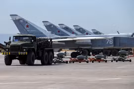 Máy bay chiến đấu của Nga tại căn cứ không quân Hmeymim. (Nguồn: Reuters)