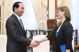 Chủ tịch nước Trần Đại Quang tiếp bà Meirav Eilon Shahar, Đại sứ Israel tại Việt Nam đến chào xã giao. (Ảnh: Nhan Sáng/TTXVN)