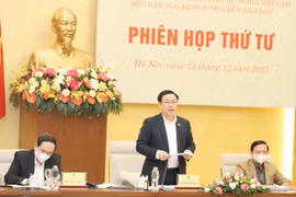 Chủ tịch Quốc hội, Bí thư Đảng đoàn Quốc hội Vương Đình Huệ phát biểu. (Ảnh: Trọng Đức/TTXVN)