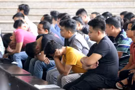 Các bị cáo tại phiên tòa. (Ảnh: Trung Kiên/TTXVN)