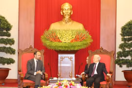 Tổng Bí thư, Chủ tịch nước Nguyễn Phú Trọng tiếp Thủ tướng Pháp Édouard Philippe. (Ảnh: Trí Dũng/TTXVN)