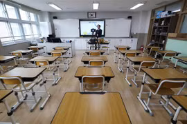 Một lớp học trực tuyến tại trường tiểu học ở Sejong, Hàn Quốc ngày 17/4/2020 trong bối cảnh dịch COVID-19 lan rộng. (Ảnh: Yonhap/ TTXVN)