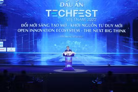 Thủ tướng Phạm Minh Chính phát biểu tại chương trình Dấu ấn TECHFEST Việt Nam 2022. (Ảnh: Dương Giang/TTXVN)