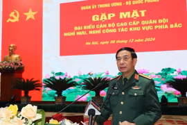 Đại tướng Phan Văn Giang, Ủy viên Bộ Chính trị, Bộ trưởng Bộ Quốc phòng phát biểu. (Ảnh: Trọng Đức/TTXVN)
