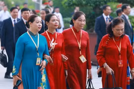 Các đại biểu đến dự Phiên khai mạc trọng thể Đại hội X Mặt trận Tổ quốc Việt Nam. (Ảnh: TTXVN)