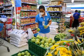 Hội viên Hội Liên hiệp phụ nữ Quận 3 (Thành phố Hồ Chí Minh) đi chợ giúp dân trong những ngày thực hiện giãn cách xã hội theo yêu cầu "ai ở đâu ở yên đó." (Ảnh: Thanh Vũ/TTXVN)