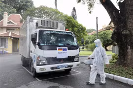 Lô vaccine do Chính phủ Đức hỗ trợ Việt Nam thông qua cơ chế COVAX về đến Hà Nội, ngày 15/9/2021. (Ảnh: TTXVN)