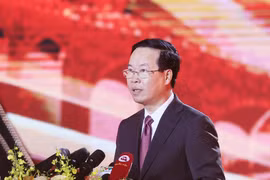 Chủ tịch nước Võ Văn Thưởng phát biểu tại Lễ Kỷ niệm. (Ảnh: Thống Nhất/TTXVN)